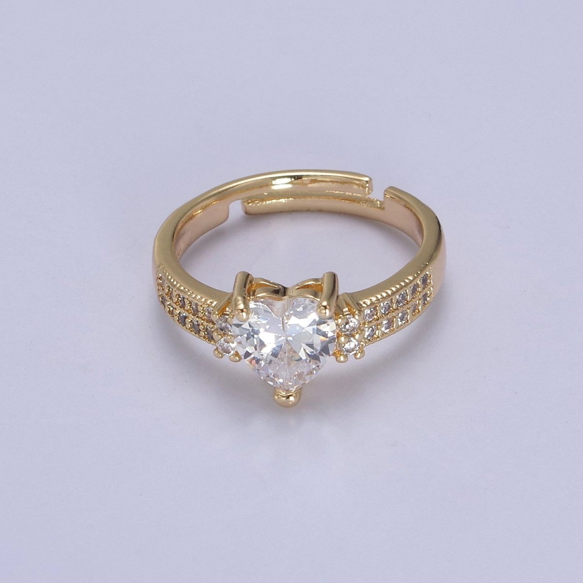 Unique Heart Shaped Cz Adjustable Ring, Perfect Birthday Christmas Gift For Her Anniversary Wedding Ring For Her U-306