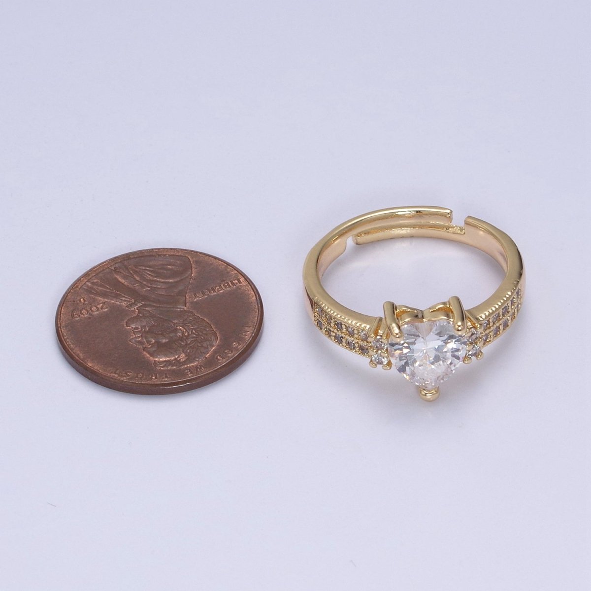 Unique Heart Shaped Cz Adjustable Ring, Perfect Birthday Christmas Gift For Her Anniversary Wedding Ring For Her U-306