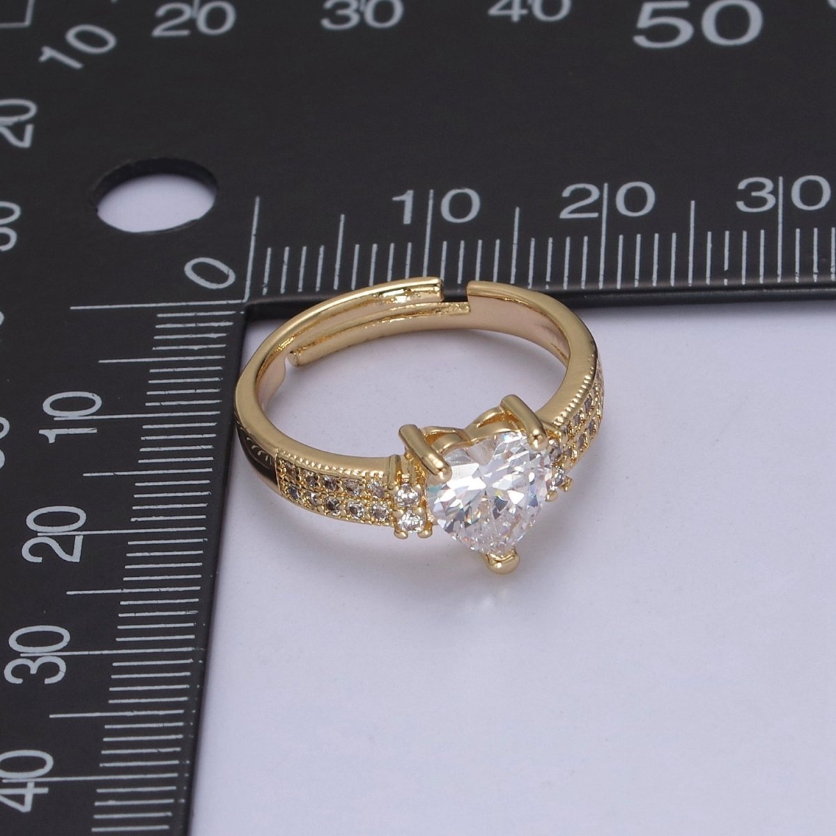 Unique Heart Shaped Cz Adjustable Ring, Perfect Birthday Christmas Gift For Her Anniversary Wedding Ring For Her U-306