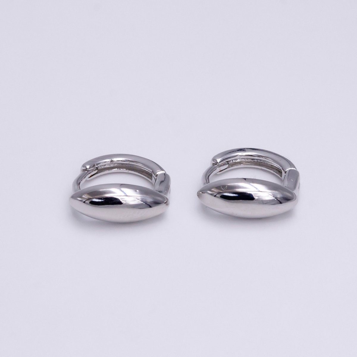 Unique Oval Huggie Earring in Gold Silver 11mm Hoop Earring AE-779