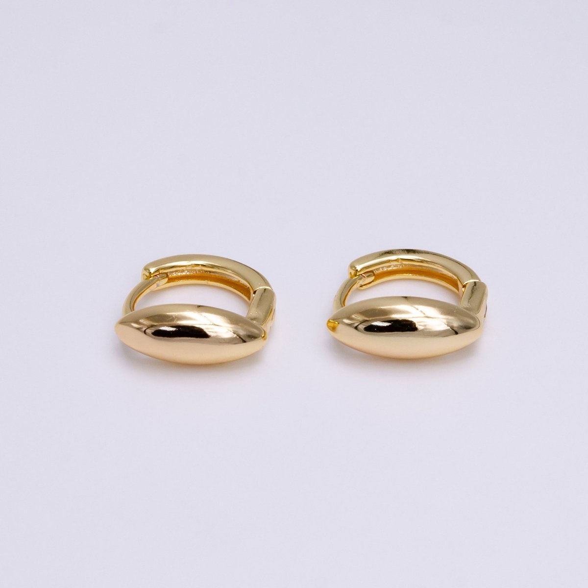 Unique Oval Huggie Earring in Gold Silver 11mm Hoop Earring AE-779