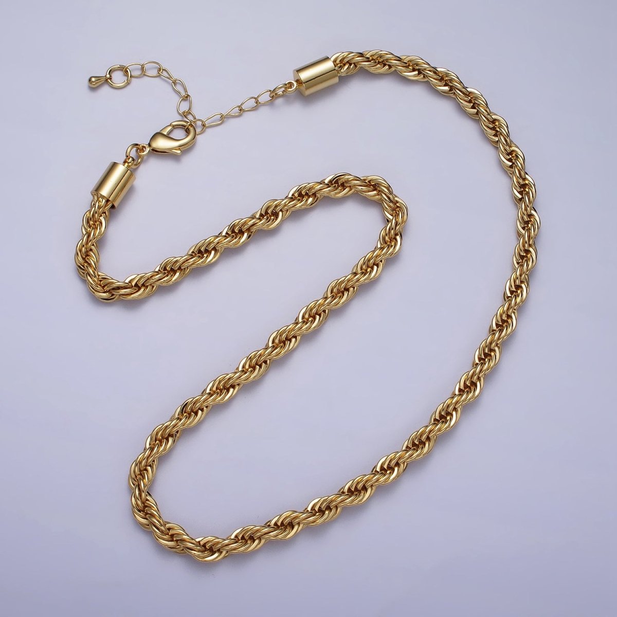 Unisex Bold Gold Rope necklace, Thick Chunky chain necklace 5.5mm Twist Necklace 17", 19.5 inch + 2 inch extender | WA-1528 WA-1529 WA-1530 Clearance Pricing