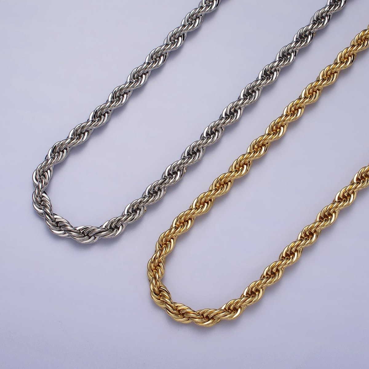 Unisex Bold Gold Rope necklace, Thick Chunky chain necklace 5.5mm Twist Necklace 17", 19.5 inch + 2 inch extender | WA-1528 WA-1529 WA-1530 Clearance Pricing