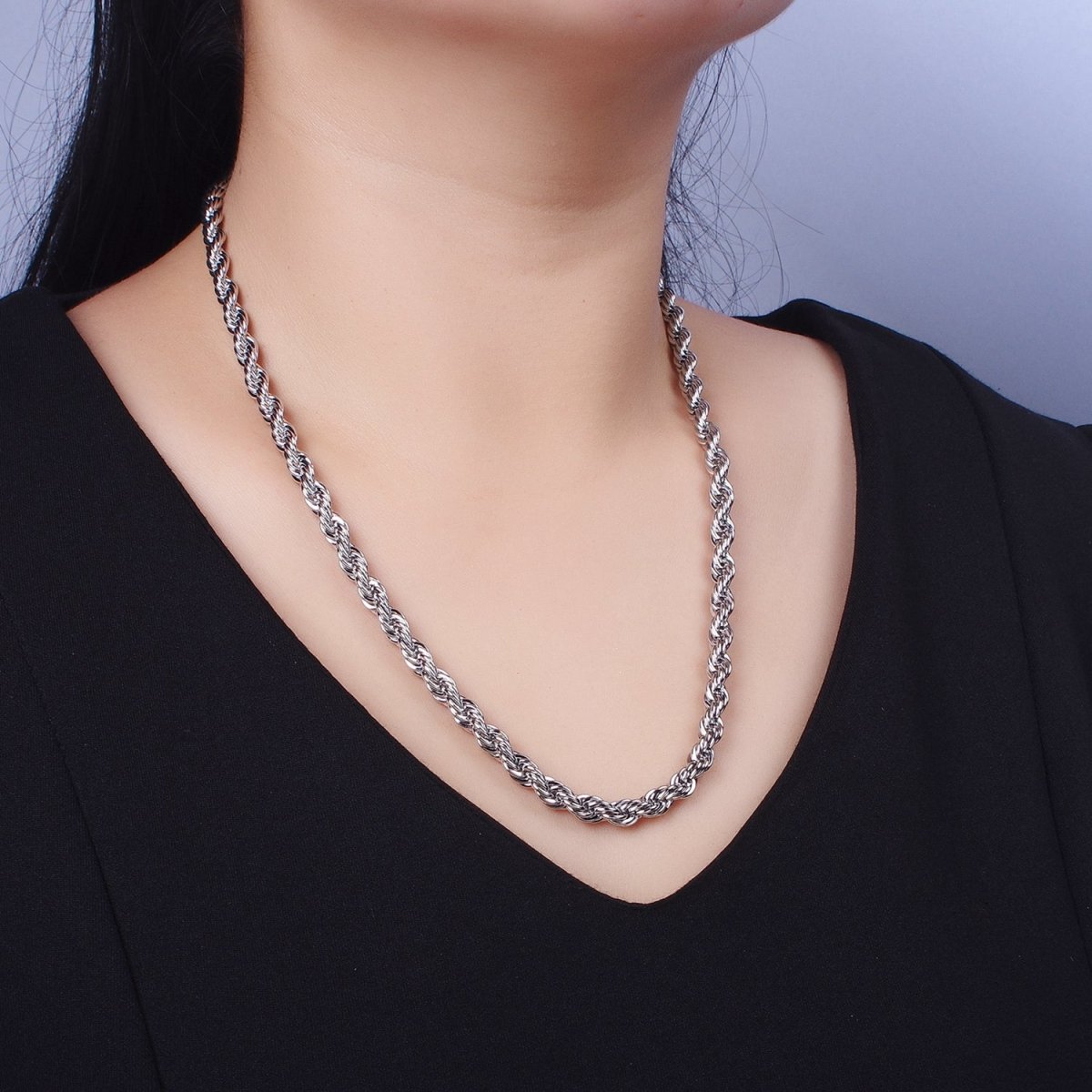 Unisex Bold Gold Rope necklace, Thick Chunky chain necklace 5.5mm Twist Necklace 17", 19.5 inch + 2 inch extender | WA-1528 WA-1529 WA-1530 Clearance Pricing