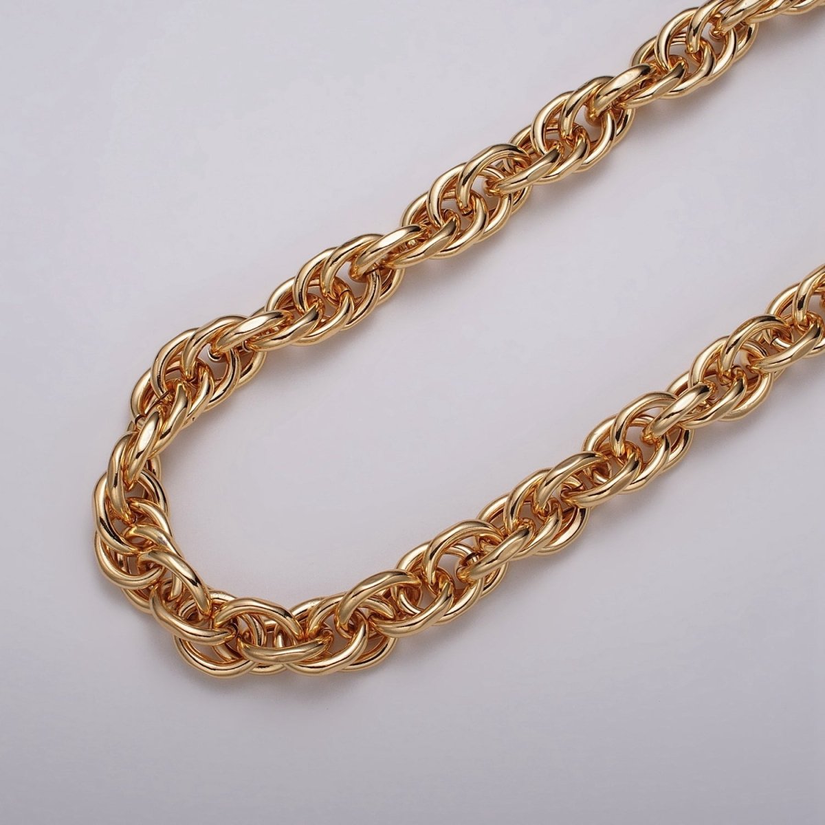 Unsoldered Gold Espiga Spiga Wheat Chain 13mm, 17.5mm Width for Statement Jewelry Unfinished Chain by Yard in Gold & Silver Unsoldered | ROLL-1183 to ROLL-1186 Clearance Pricing