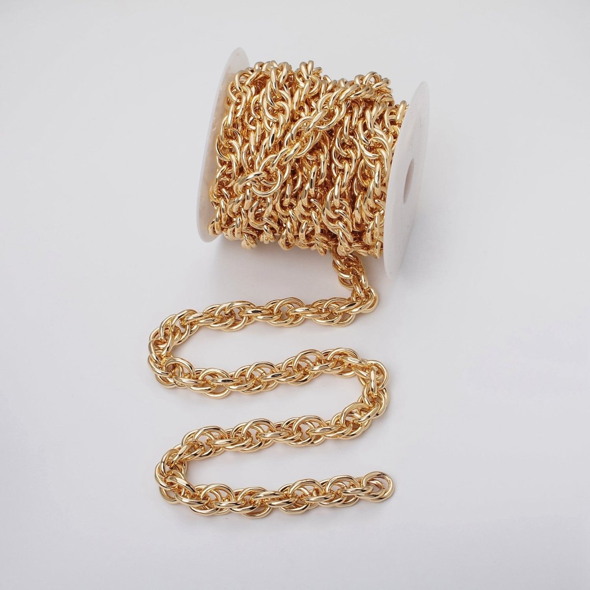 Unsoldered Gold Espiga Spiga Wheat Chain 13mm, 17.5mm Width for Statement Jewelry Unfinished Chain by Yard in Gold & Silver Unsoldered | ROLL-1183 to ROLL-1186 Clearance Pricing