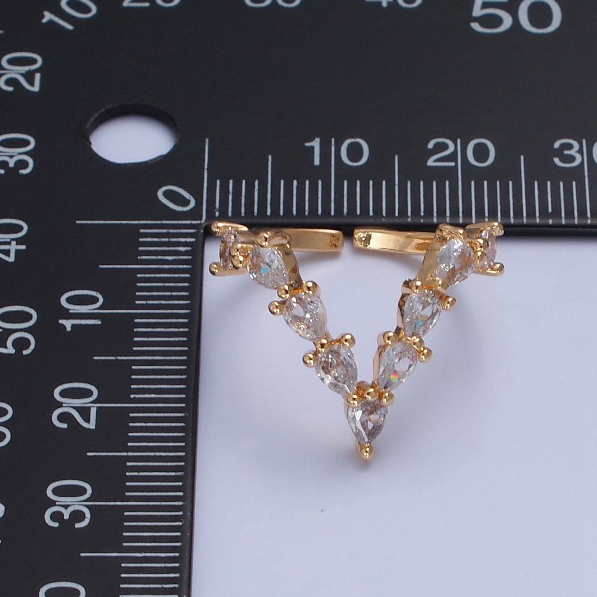 V Shaped Marquise Round Moissanite Wedding Band Unique Curved Chevron Band Solid 18K Gold Filled Stacking Ring O-2238 - DLUXCA