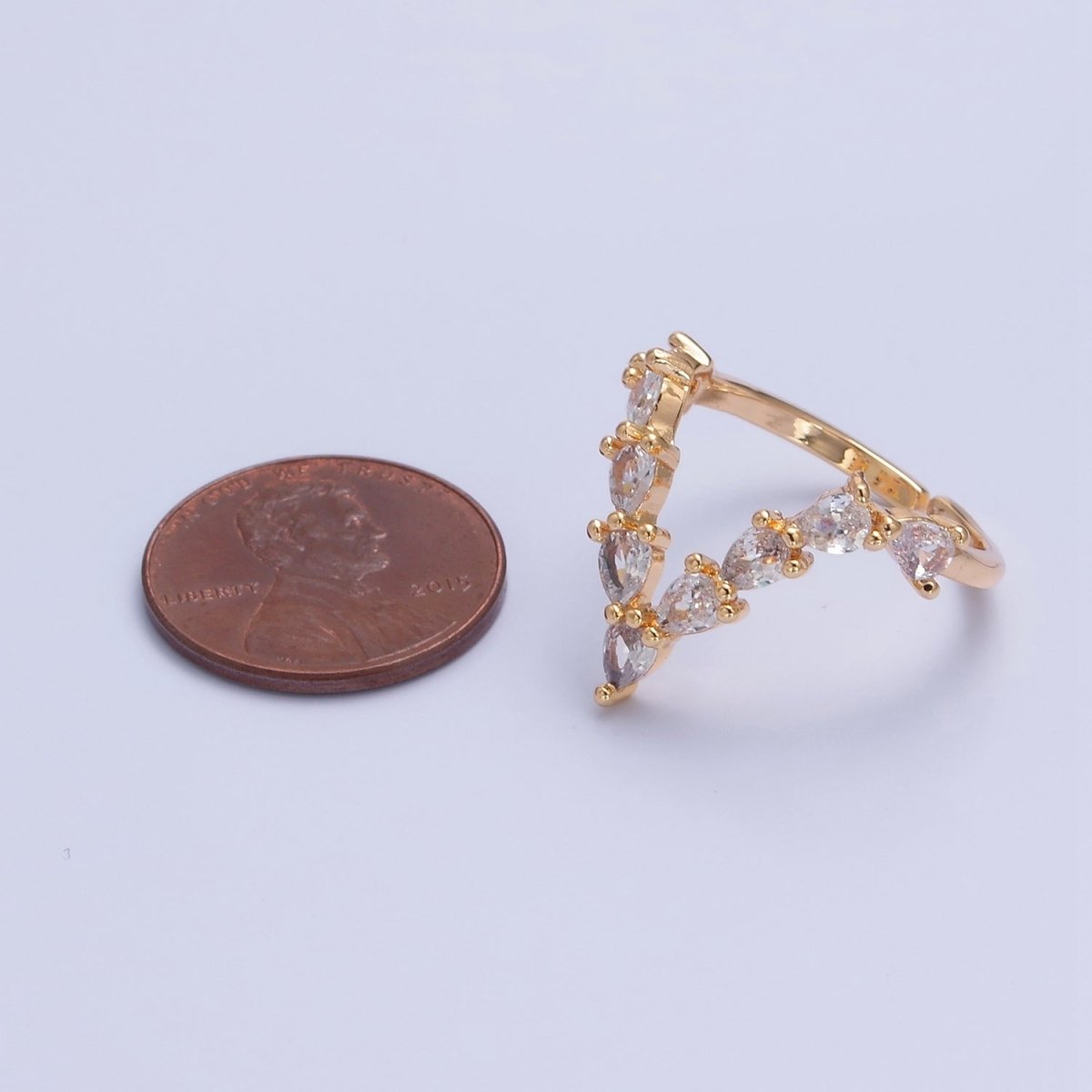 V Shaped Marquise Round Moissanite Wedding Band Unique Curved Chevron Band Solid 18K Gold Filled Stacking Ring O-2238 - DLUXCA