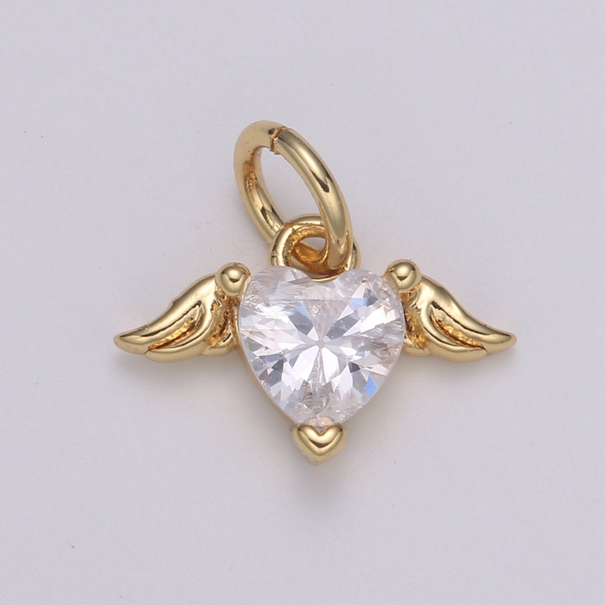 Venus 24K Gold Pendant,Solitaire CZ Heart Pendant ,Doves Cubic Mini Pendant, Aphrodite Dainty Bracelet Earring Necklace Charm E-186 - DLUXCA