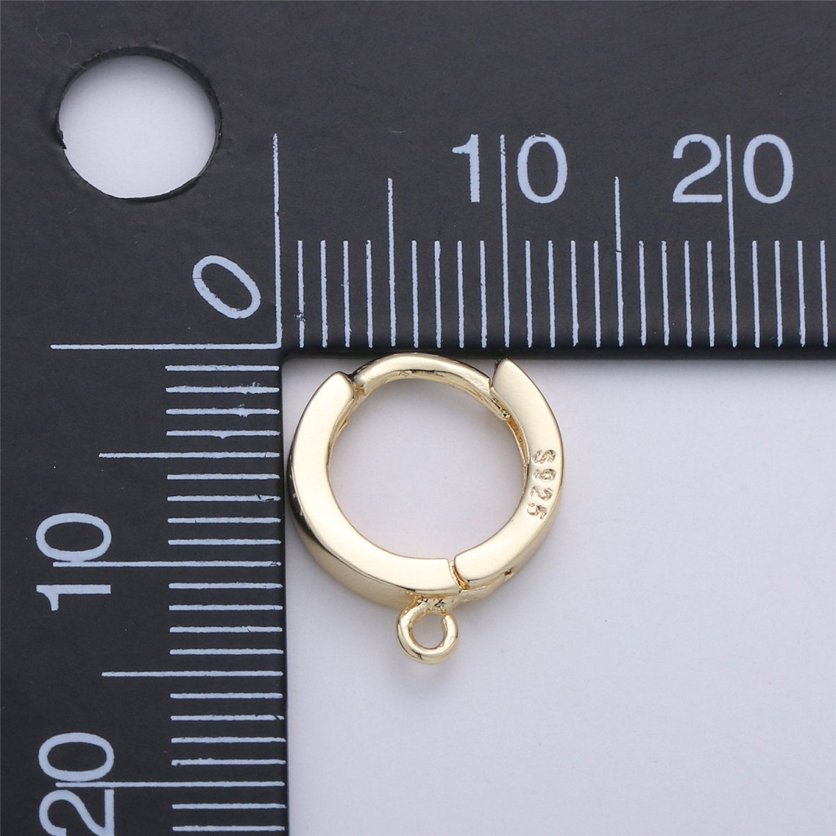 Vermeil Gold Earring Findings - Open Link earring Post, 14k yellow gold over 925 sterling silver 12mm huggie hoop earring K-519