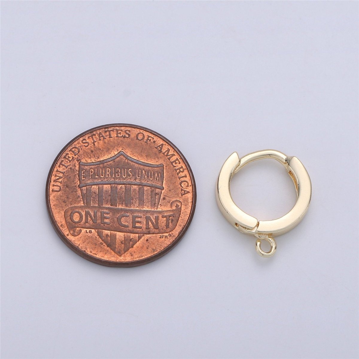 Vermeil Gold Earring Findings - Open Link earring Post, 14k yellow gold over 925 sterling silver 12mm huggie hoop earring K-519