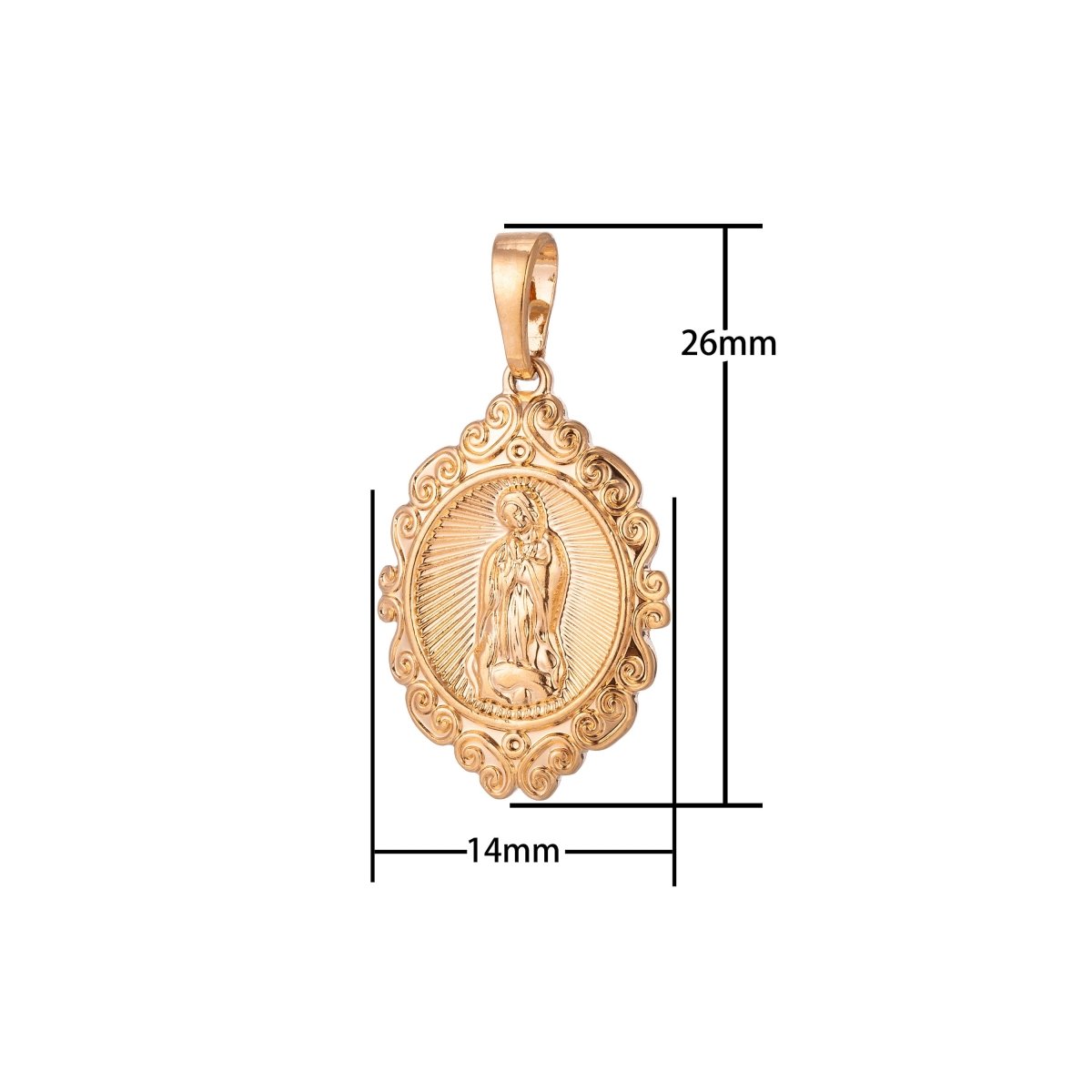 Virgin Mary Charm, 18K Gold Filled Pendant Dainty Virgen de Guadalupe Necklace Charm for Jewelry Making H-870 - DLUXCA