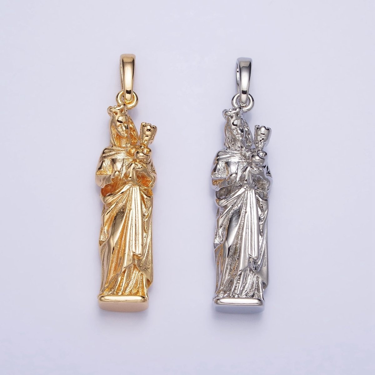 Virgin Mary Charm Necklace, Virgen Del Carmen Pendant, Virgen de la Caridad del Cobre Religious Necklace Pendant in Gold, Silver AA173 AA200