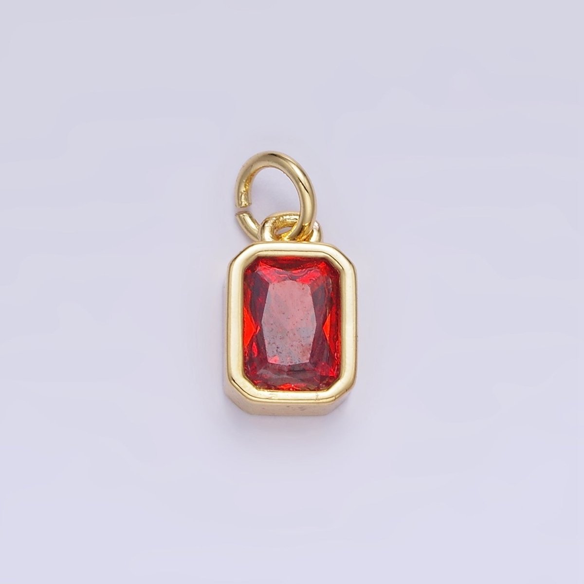 W14K Gold Filled Baguette Birthstone CZ Bezel Charm in Gold & Silver | W745 - W750