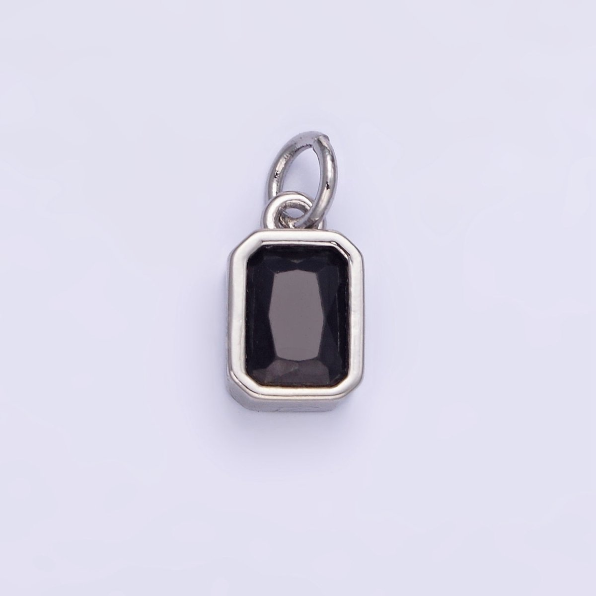 W14K Gold Filled Baguette Birthstone CZ Bezel Charm in Gold & Silver | W745 - W750