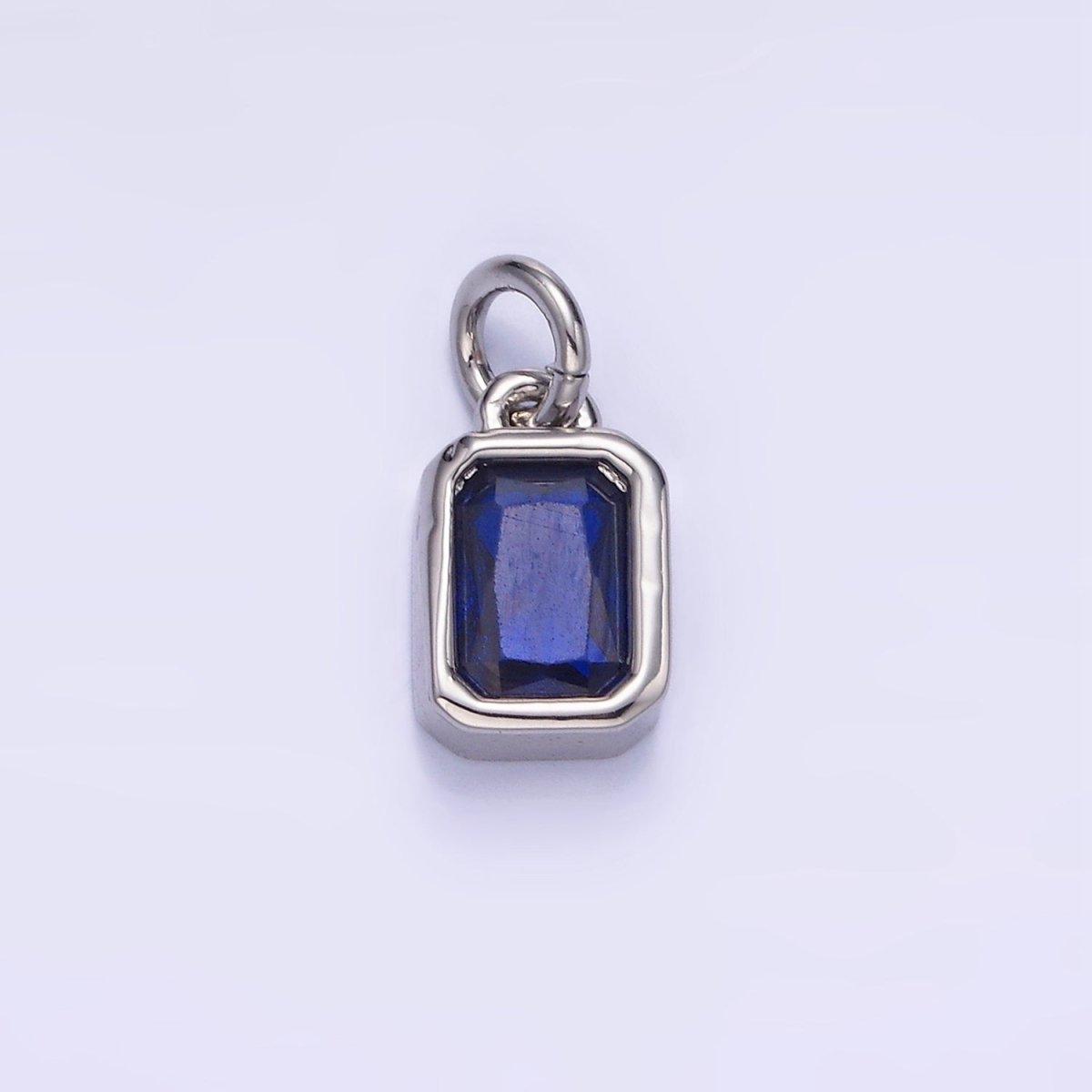 W14K Gold Filled Baguette Birthstone CZ Bezel Charm in Gold & Silver | W745 - W750