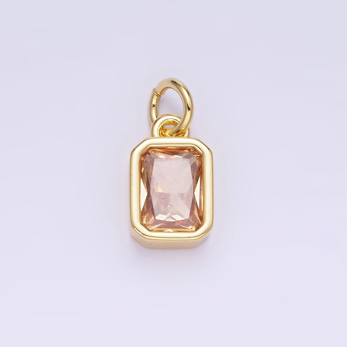W14K Gold Filled Baguette Birthstone CZ Bezel Charm in Gold & Silver | W745 - W750