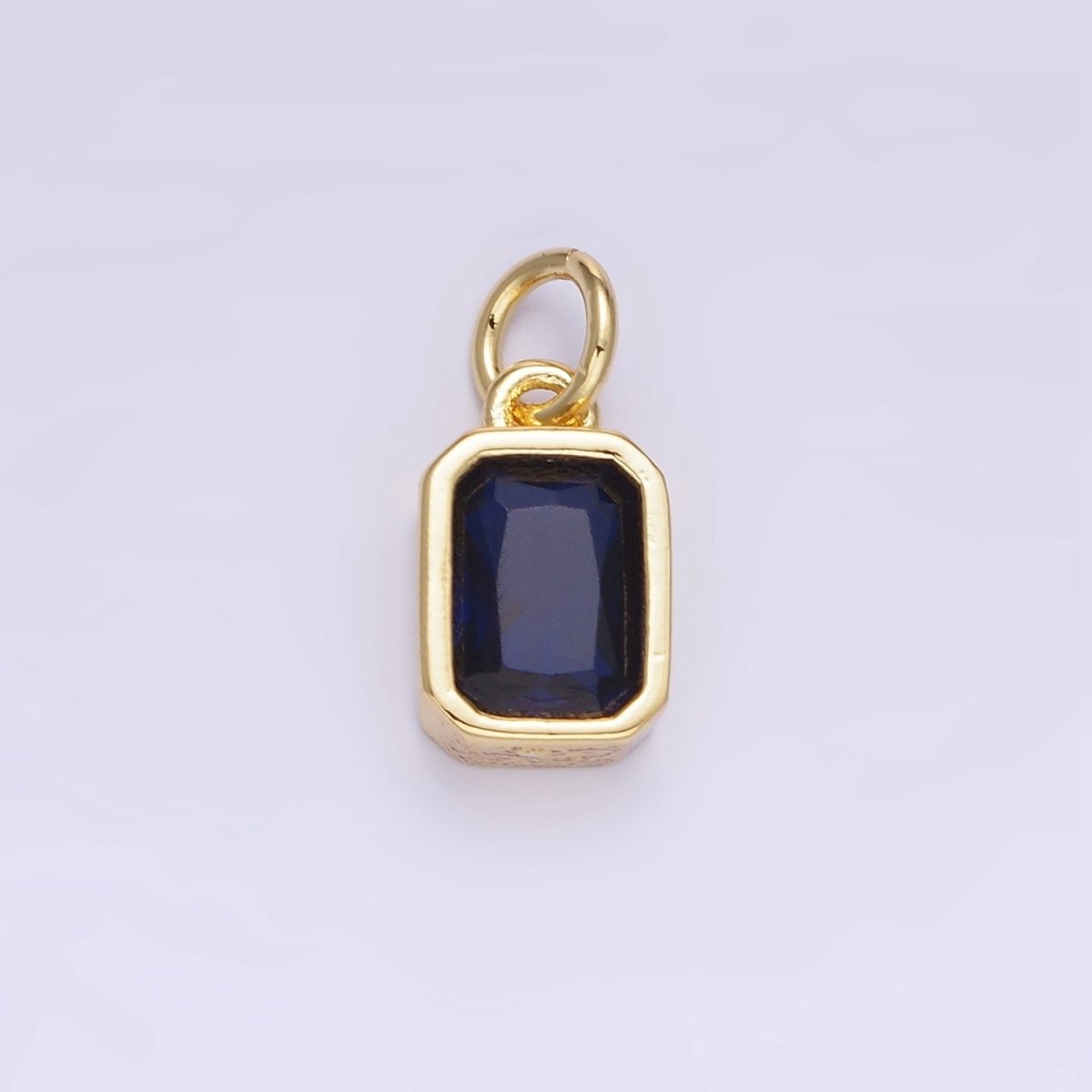 W14K Gold Filled Baguette Birthstone CZ Bezel Charm in Gold & Silver | W745 - W750