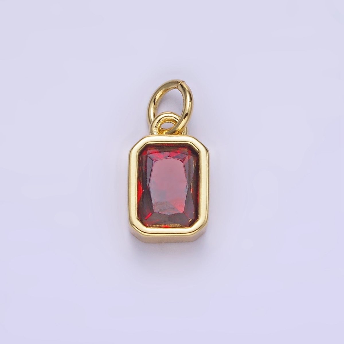 W14K Gold Filled Baguette Birthstone CZ Bezel Charm in Gold & Silver | W745 - W750
