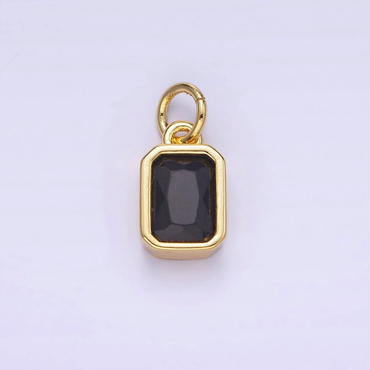 W14K Gold Filled Baguette Birthstone CZ Bezel Charm in Gold & Silver | W745 - W750
