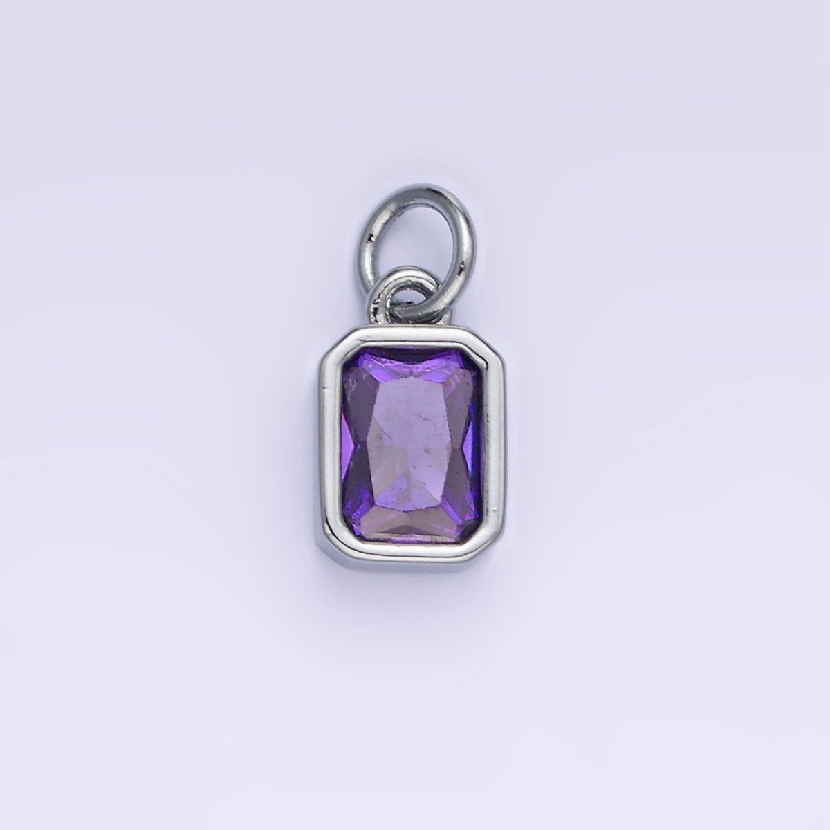 W14K Gold Filled Baguette Birthstone CZ Bezel Charm in Gold & Silver | W745 - W750