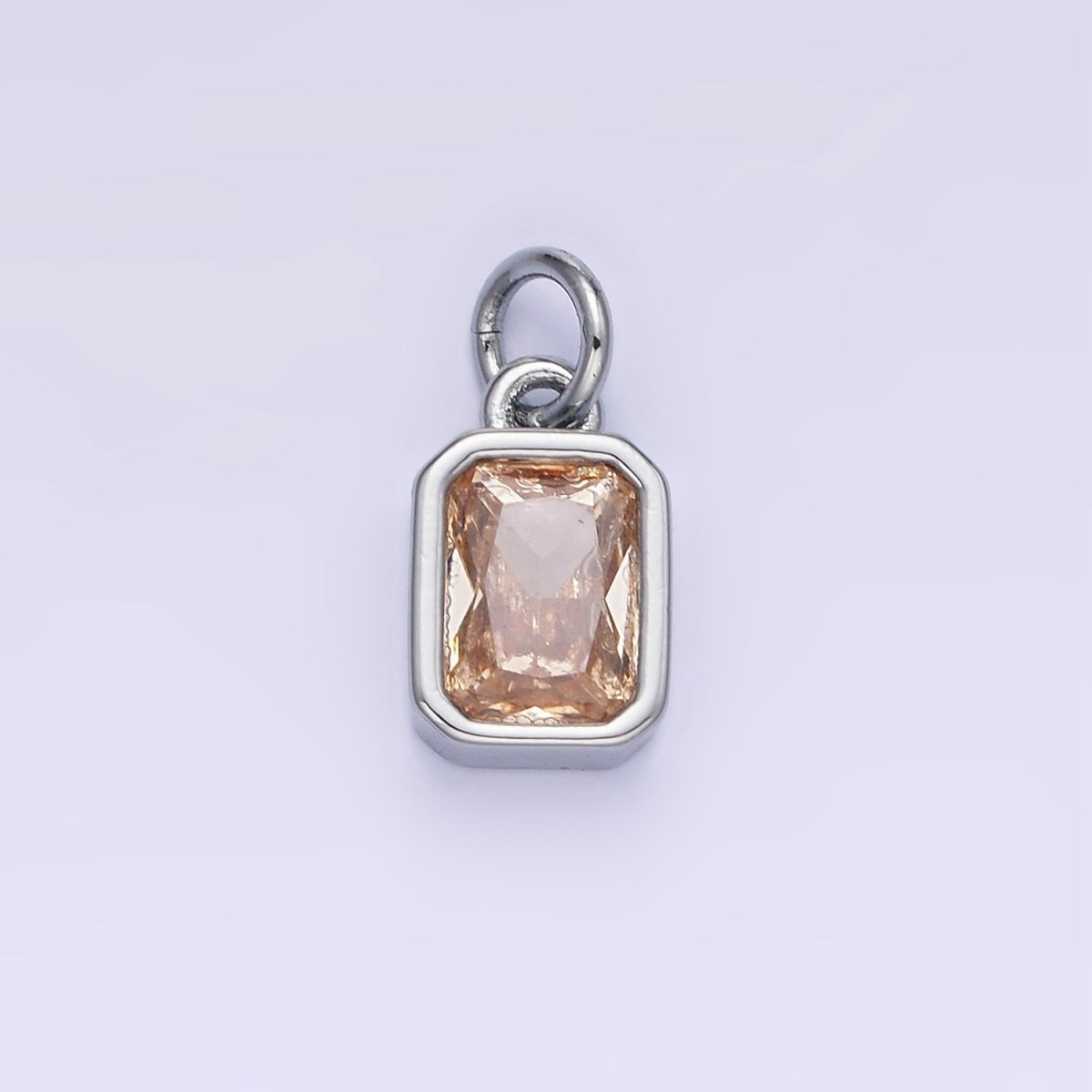 W14K Gold Filled Baguette Birthstone CZ Bezel Charm in Gold & Silver | W745 - W750
