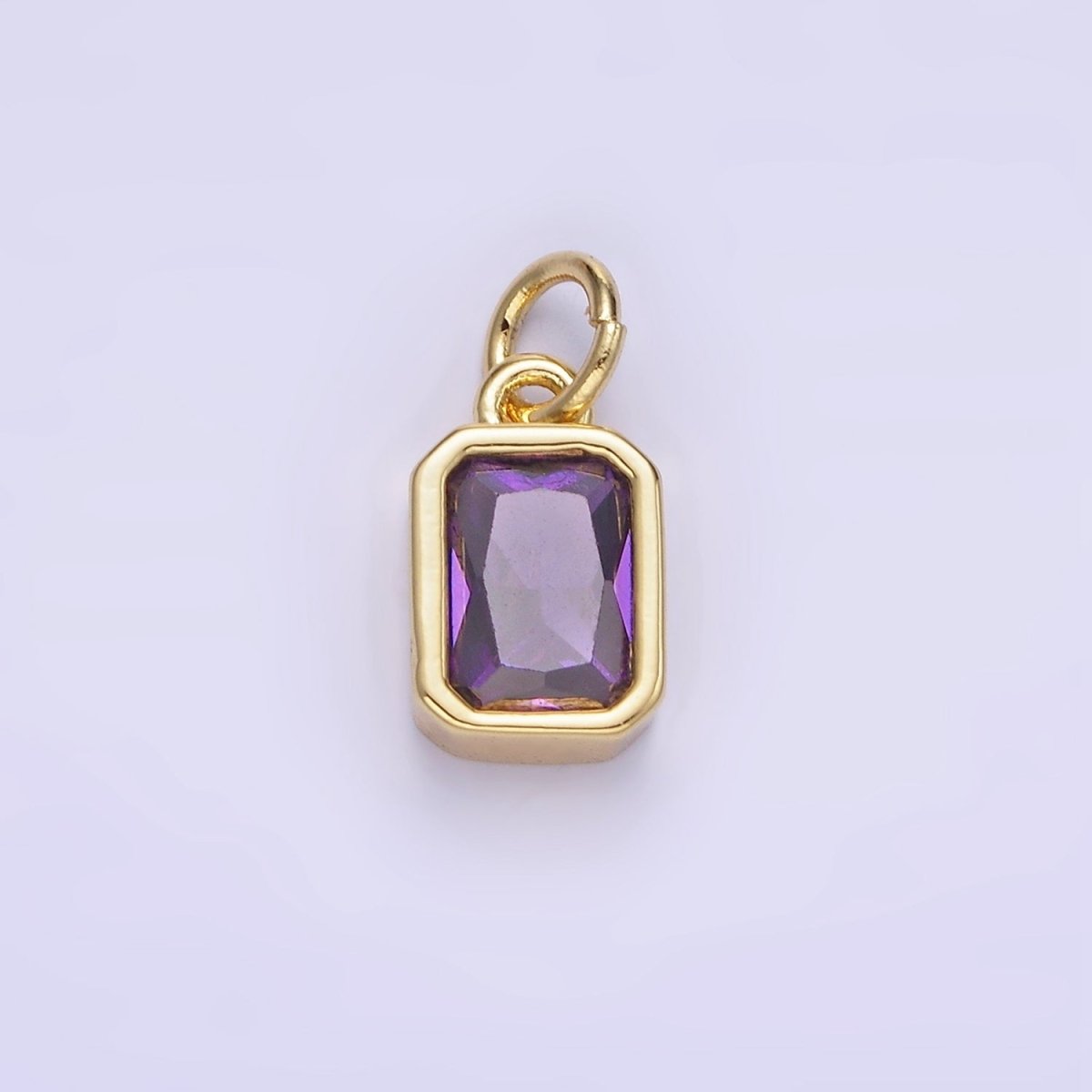 W14K Gold Filled Baguette Birthstone CZ Bezel Charm in Gold & Silver | W745 - W750