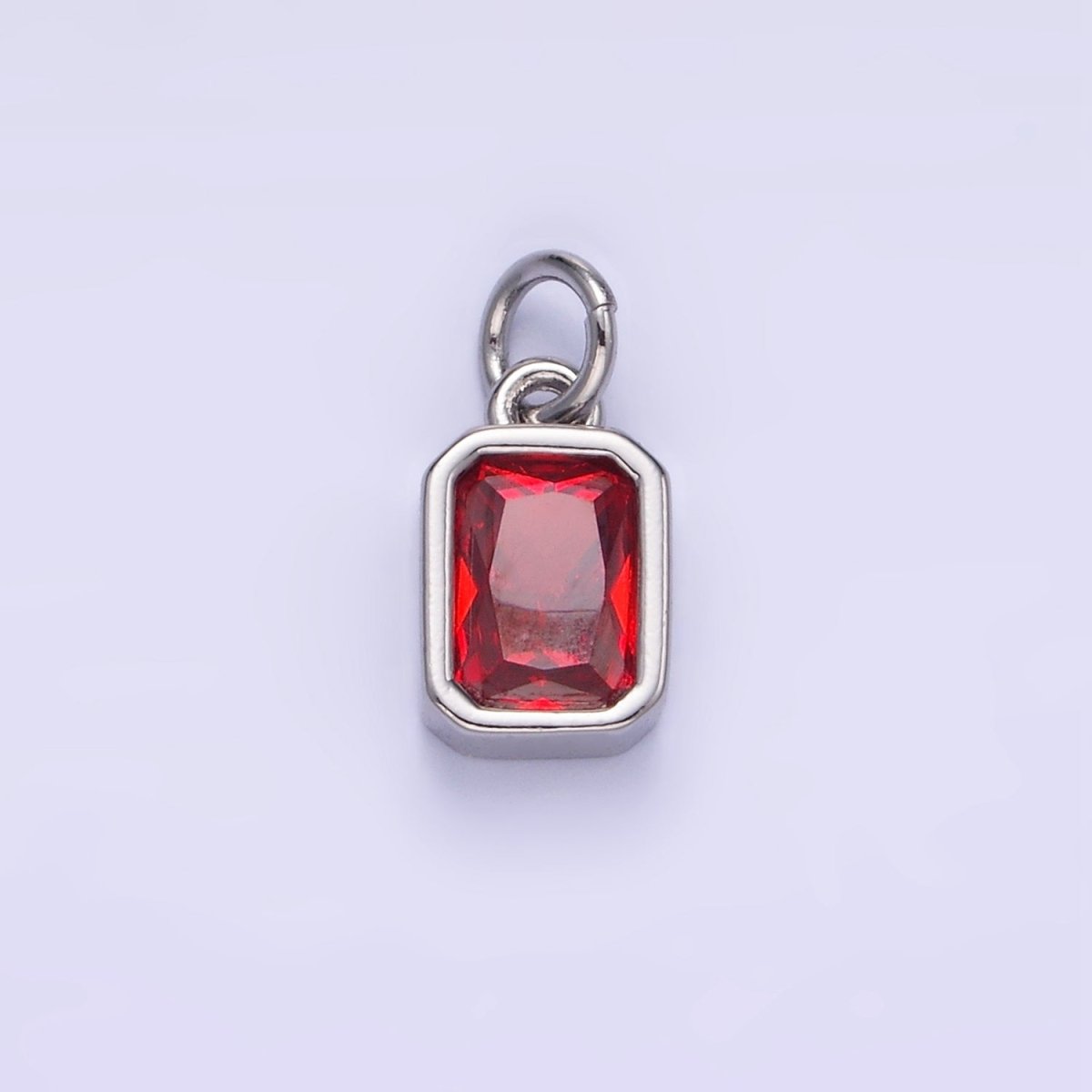 W14K Gold Filled Baguette Birthstone CZ Bezel Charm in Gold & Silver | W745 - W750