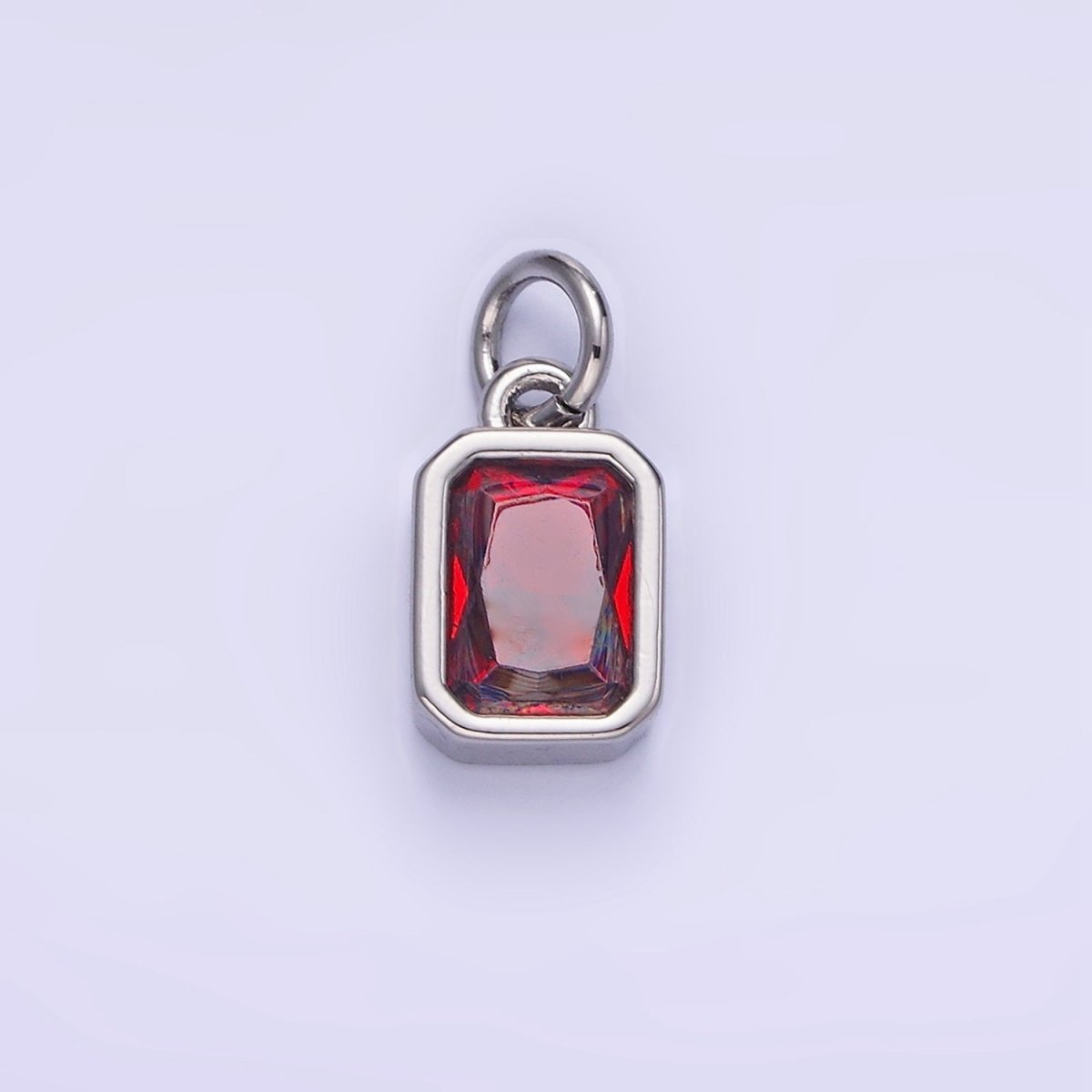 W14K Gold Filled Baguette Birthstone CZ Bezel Charm in Gold & Silver | W745 - W750