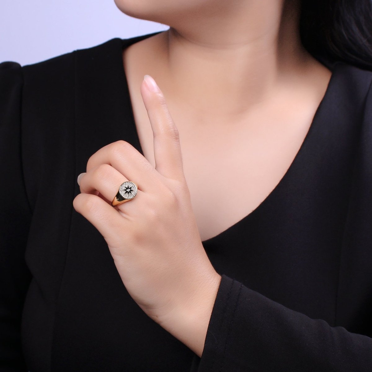 Wanderlust Signet Ring • Star CZ Ring • North Star Ring • Celestial Jewelry • Best Friend Gift • Graduation Gift U-181 ~ U-184