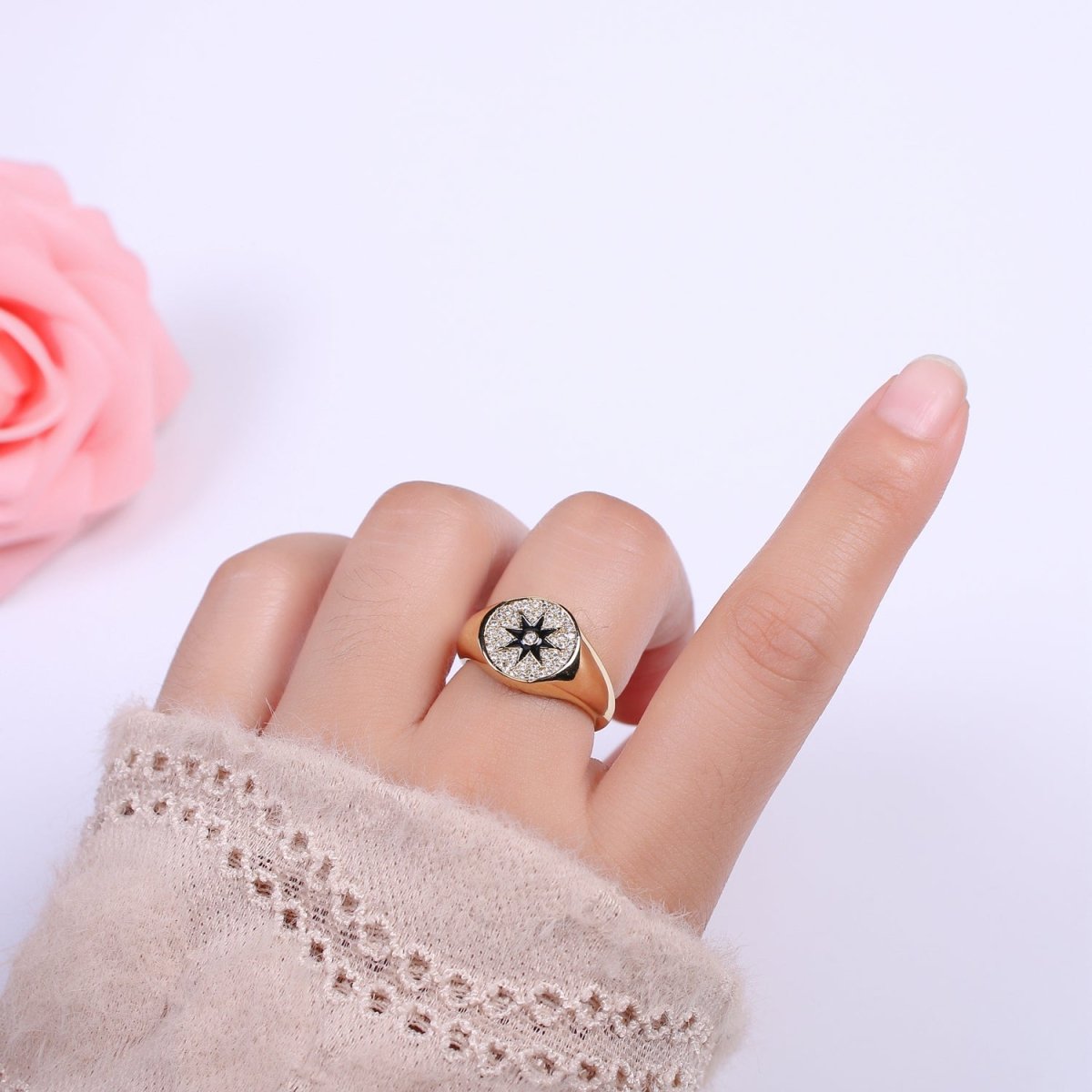 Wanderlust Signet Ring • Star CZ Ring • North Star Ring • Celestial Jewelry • Best Friend Gift • Graduation Gift U-181 ~ U-184