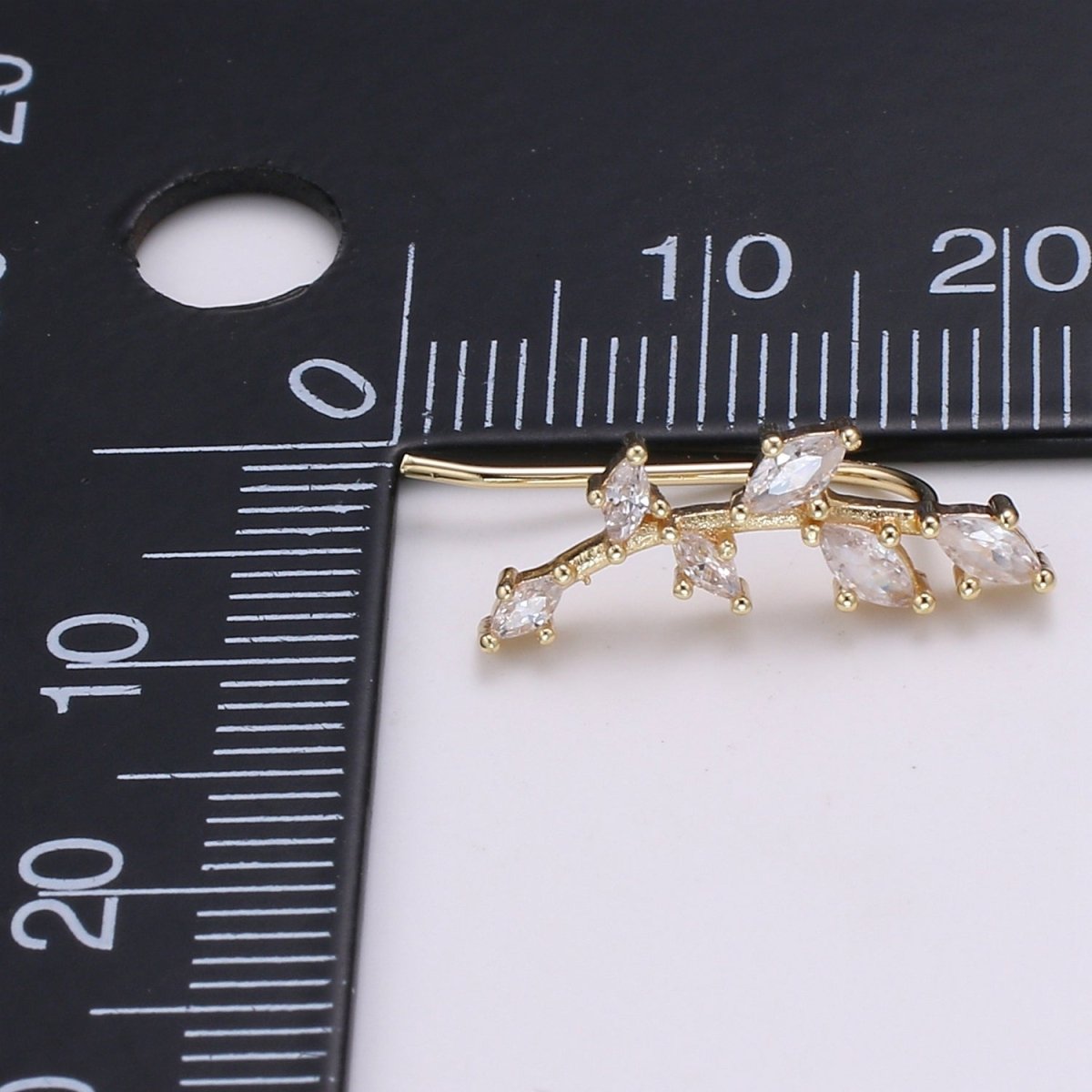 Wheat Fruit Cubic Pave Gold Drop Earring Bran Pave CZ Hook Closure Earring, Gold Micro Pave Earcuff, Earring Clips, P-010 - DLUXCA