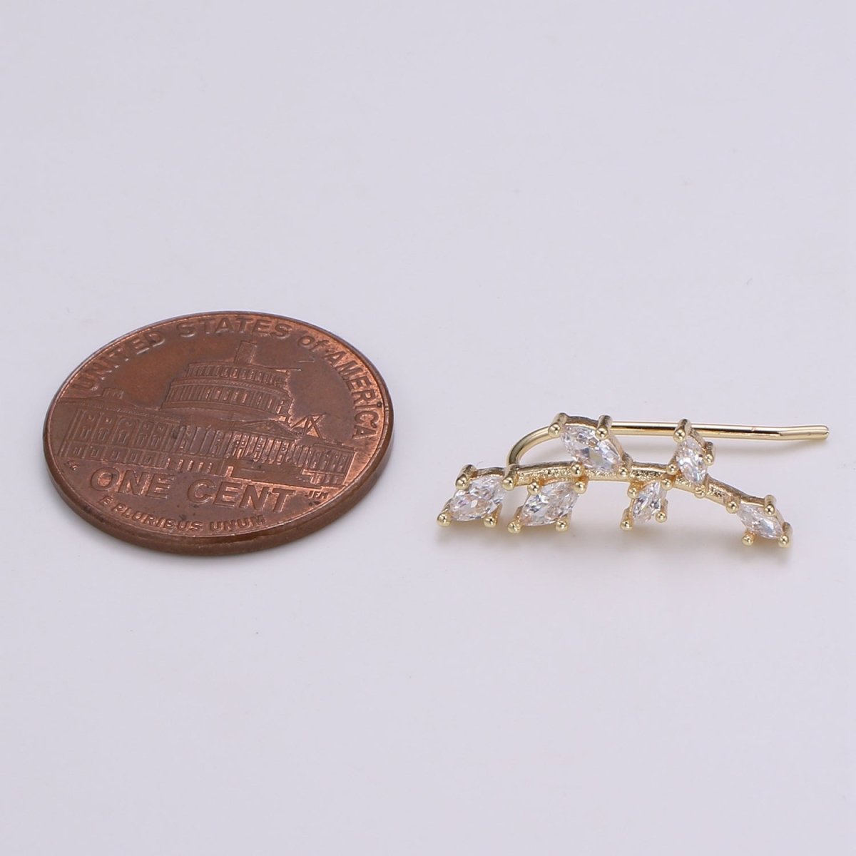 Wheat Fruit Cubic Pave Gold Drop Earring Bran Pave CZ Hook Closure Earring, Gold Micro Pave Earcuff, Earring Clips, P-010 - DLUXCA