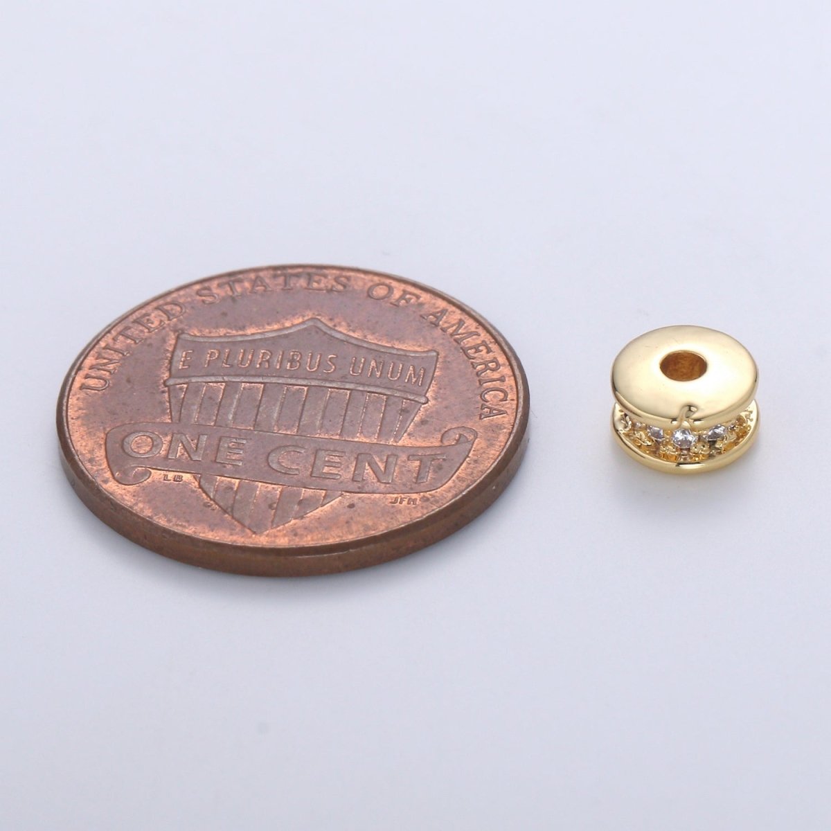Wheel Spacer Beads CZ Micro Pave Round Rondelle Beads 14K Gold Filled Bead Spacer for Bracelet B-682