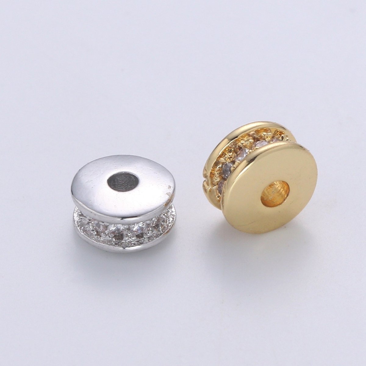 Wheel Spacer Beads CZ Micro Pave Round Rondelle Beads 14K Gold Filled Bead Spacer for Bracelet B-682