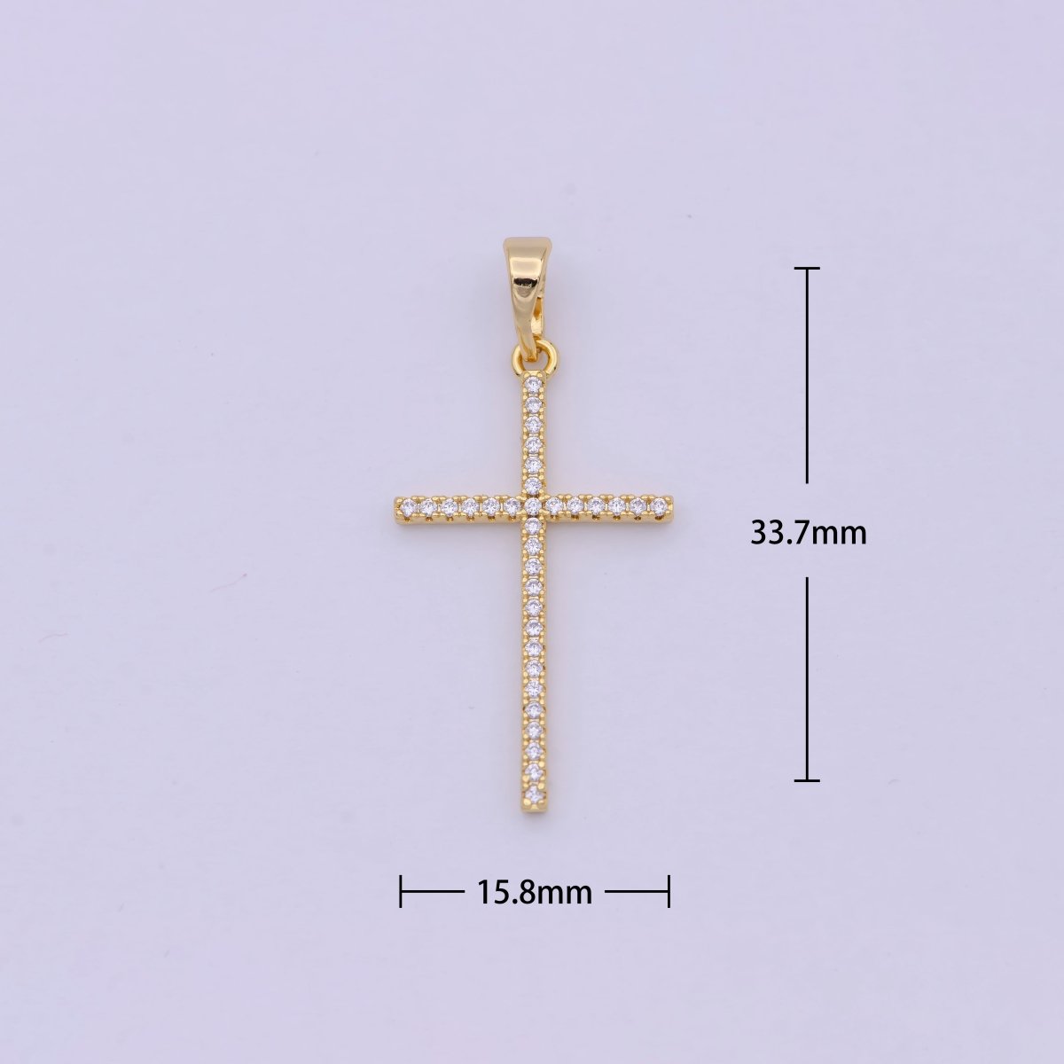 White, 14K Gold Filled Minimalist 34mm Micro Paved CZ Latin Religious Cross Pendant H-018 H-022 H-136 I-010