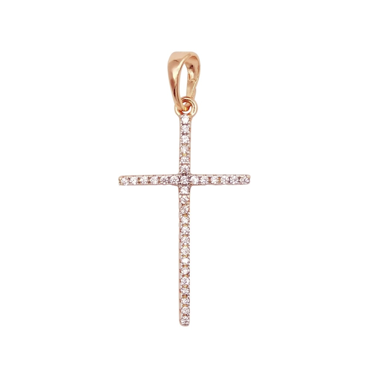 White, 14K Gold Filled Minimalist 34mm Micro Paved CZ Latin Religious Cross Pendant H-018 H-022 H-136 I-010