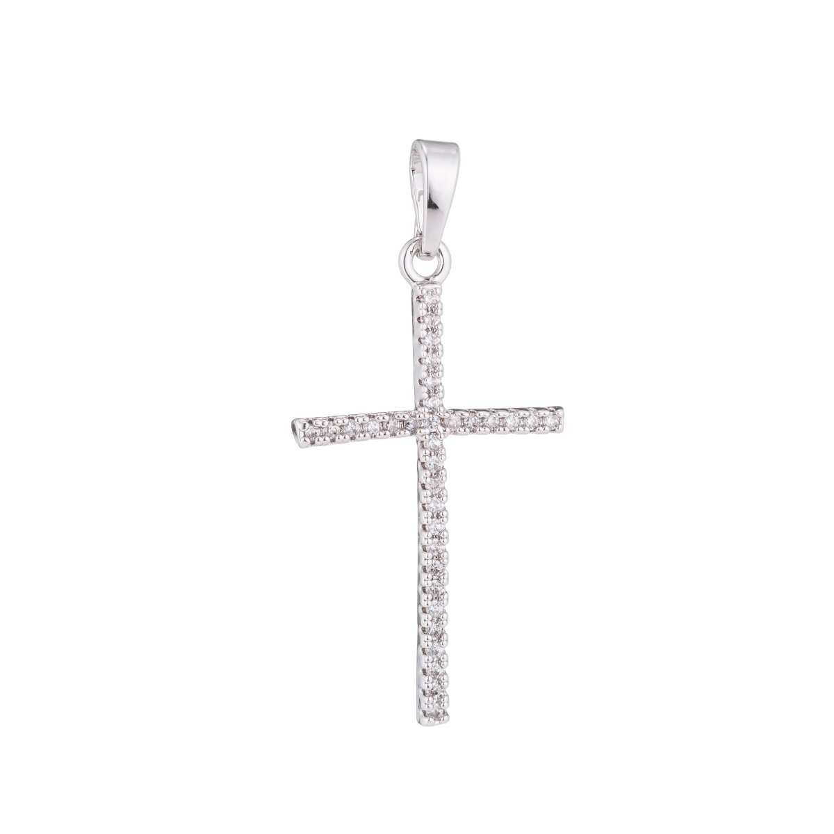 White, 14K Gold Filled Minimalist 34mm Micro Paved CZ Latin Religious Cross Pendant H-018 H-022 H-136 I-010