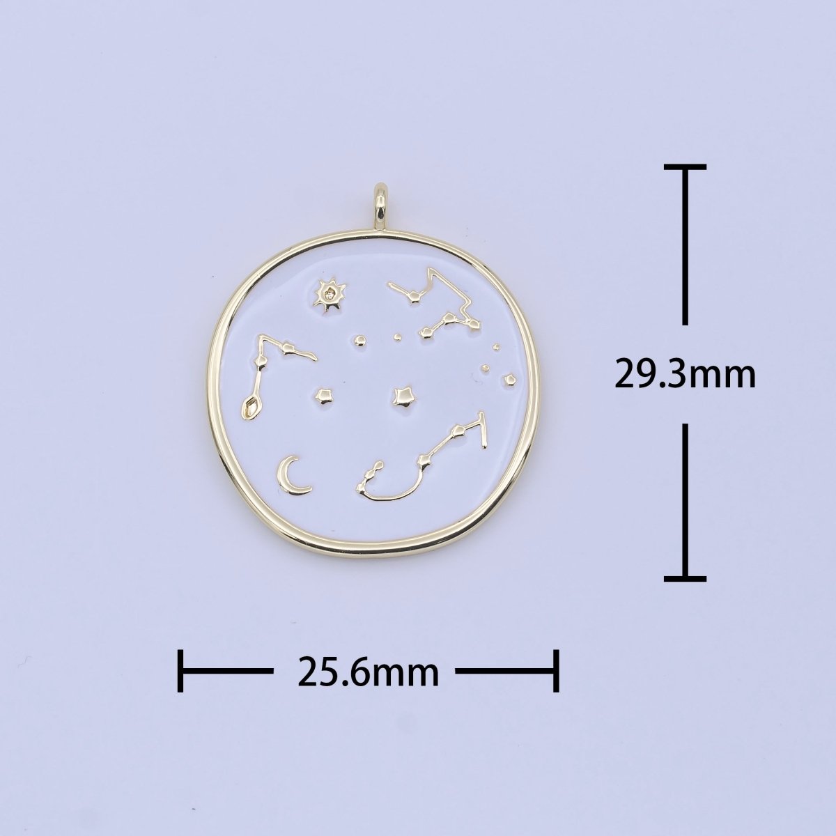 White, Black Enamel Celestial Stars Constellation Gold Round Charm H-274 H-277