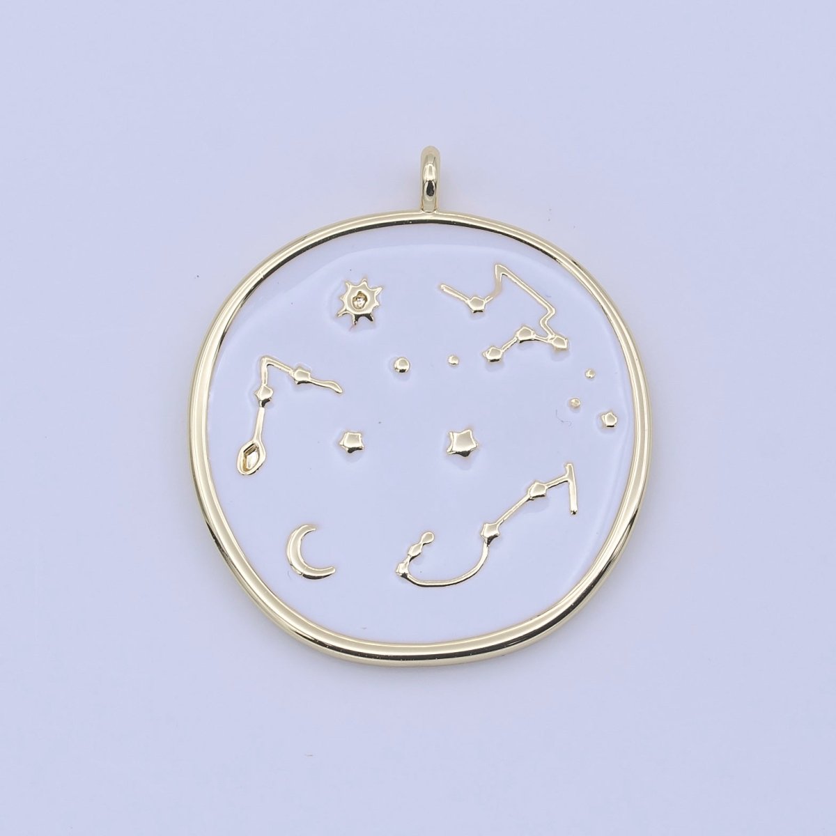 White, Black Enamel Celestial Stars Constellation Gold Round Charm H-274 H-277