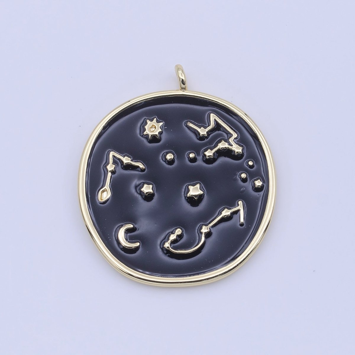 White, Black Enamel Celestial Stars Constellation Gold Round Charm H-274 H-277