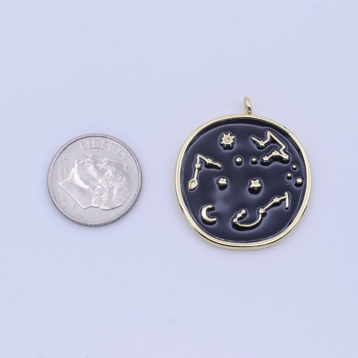 White, Black Enamel Celestial Stars Constellation Gold Round Charm H-274 H-277