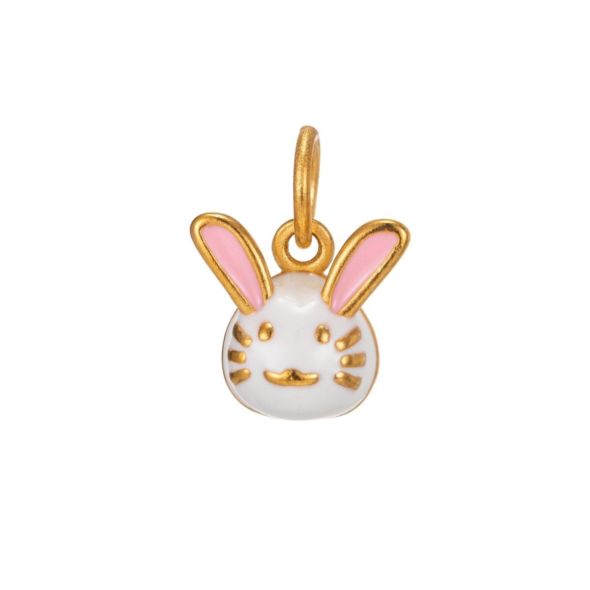 14K Gold Filled White Rabbit Bunny Enamel Charm | C631
