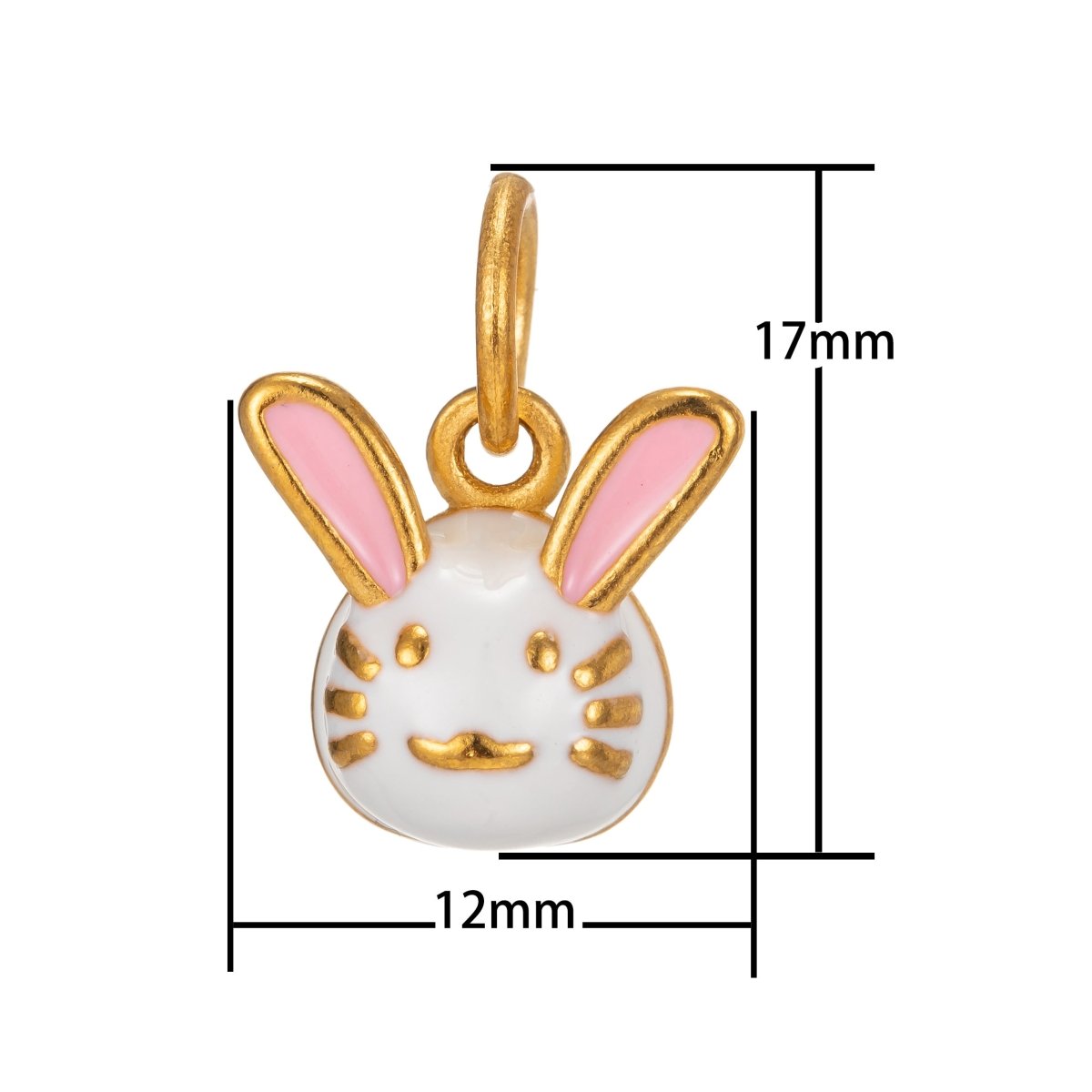 14K Gold Filled White Rabbit Bunny Enamel Charm | C631