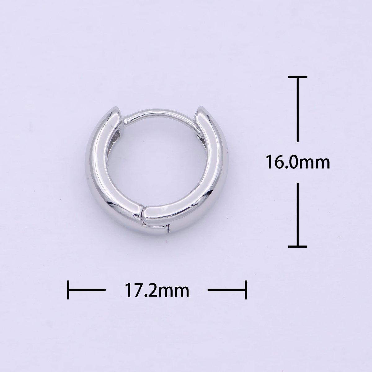 White Gold Filled 16mm Chunky Silver Huggie Hoop Earrings P-248 - DLUXCA