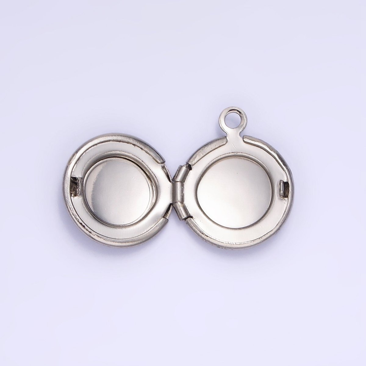 White Gold Filled 16mm Curved Engraved Round Locket Charm in Gold & Silver | H357