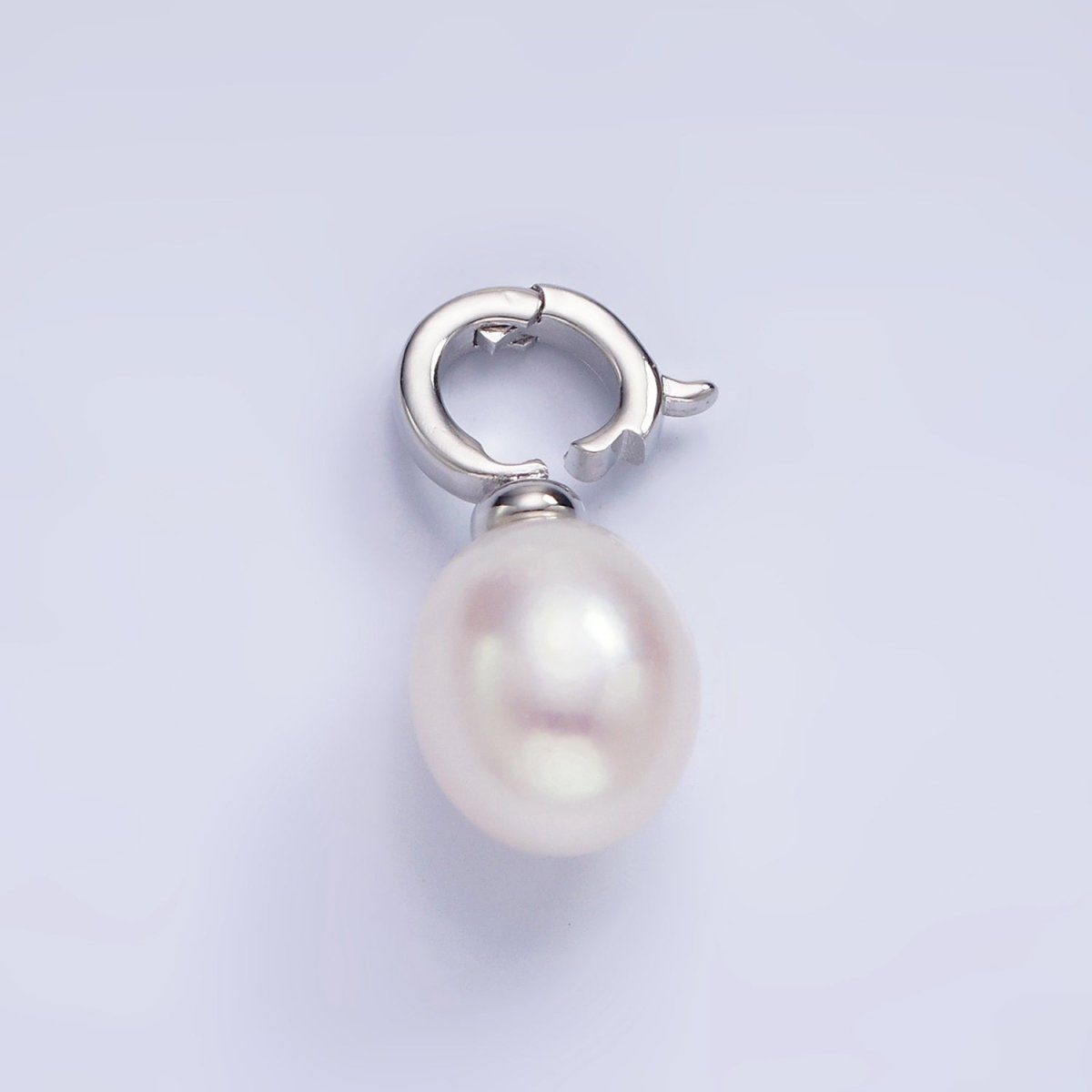 White Gold Filled 20mm Freshwater Pearl Drop Snap Latch Bail Pendant | P1698 - DLUXCA
