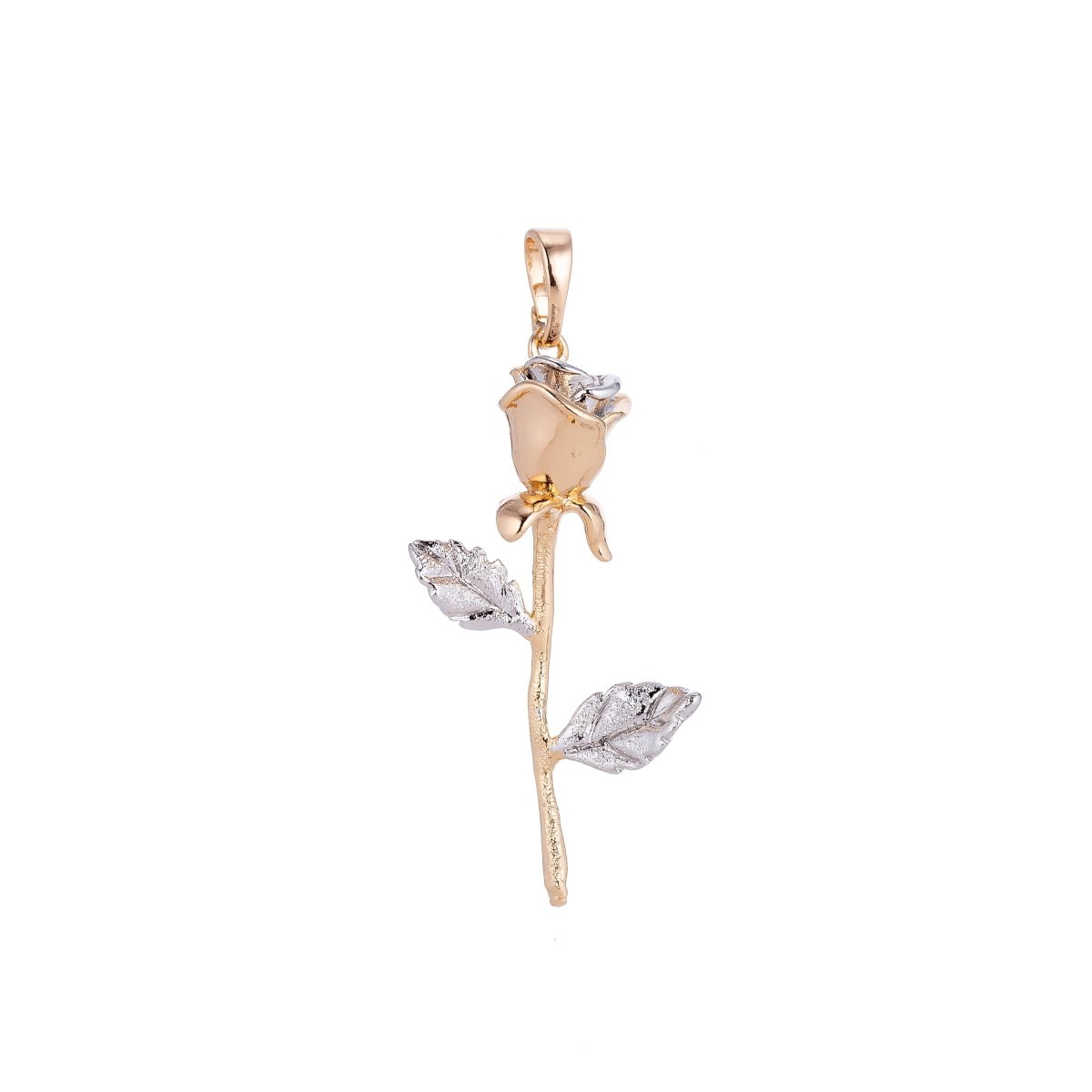 White Gold Filled / 24K Yellow Gold Fill Rose Gold Flower Charm Floral, Belle Layered Necklace Pendant Bails for Jewelry Making H-653 I-126