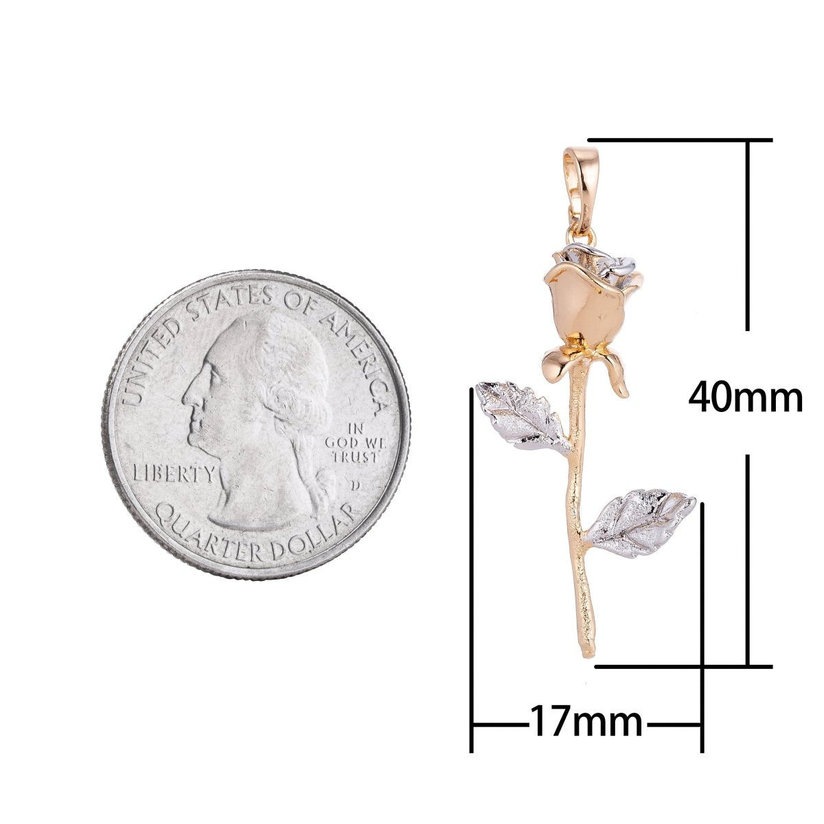 White Gold Filled / 24K Yellow Gold Fill Rose Gold Flower Charm Floral, Belle Layered Necklace Pendant Bails for Jewelry Making H-653 I-126