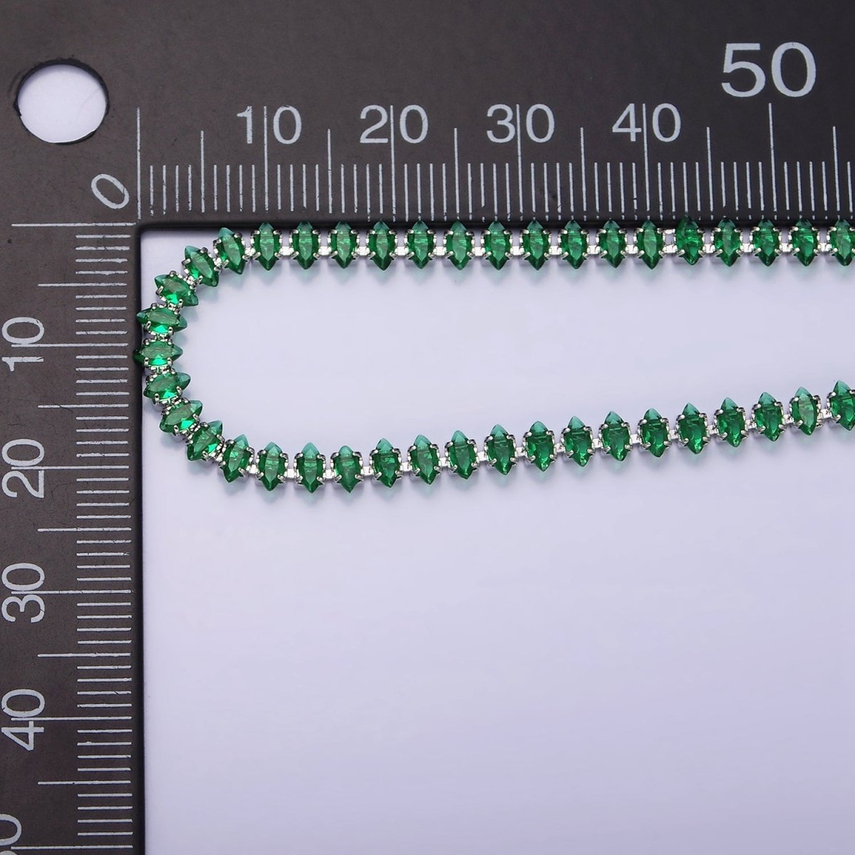 White Gold Filled 4mm Clear, Pink, Green CZ Marquise Tennis 6.5 Inch Bracelet with Extender | WA-1810 - WA-1812 Clearance Pricing